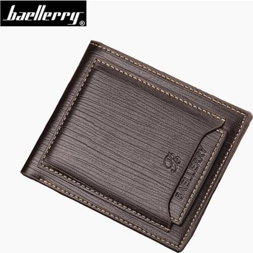 Baellerry Short Men Wallets Brand Leather Credit Card Holder Coin Money Vintage Male Purse Trifold Clutch Large Capacity Bag