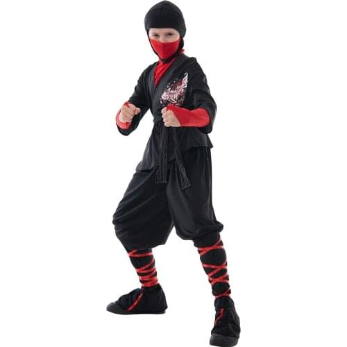 Eraspooky Boys Ninja Cosplay Japanese Traditional Uniform Halloween Costume For Kids Christmas Party Stage Fancy Dress