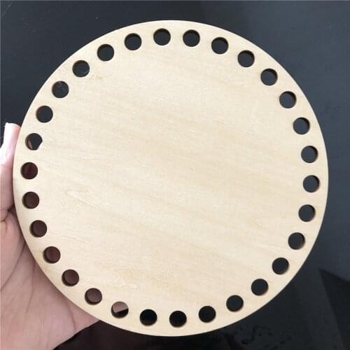 15cm 5.9incn Round Wood Basket Bases for Crochet DIY Knitting Wooden Bottoms Holes Cross Stitch Wall Christmas Decor 10pcs/Set