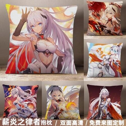 Anime Honkai Impact 3 Kiana Kaslana Square Throw Pillow Cosplay Cartoon Siesta Short Plush Sofa Cushion Xmas Gifts 45*45cm