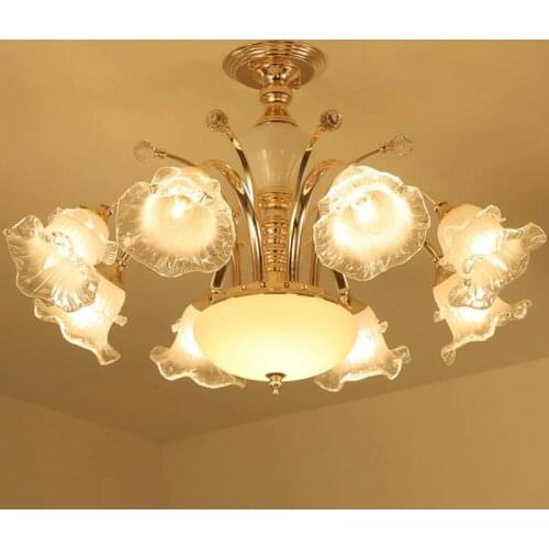 L New European-style ceiling lamp Crystal living room chandelier flower bedroom restaurant warm romantic American ceiling lamp
