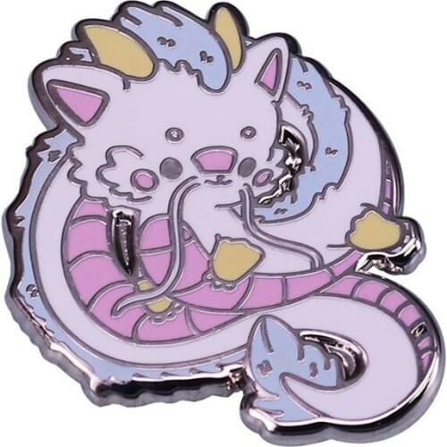 LT897 Kawaii Little White Dragon Manga Icons Enamel Pin Badge Cartoons Collar Lapel Pin for Backpack Decoration Jewelry Gifts