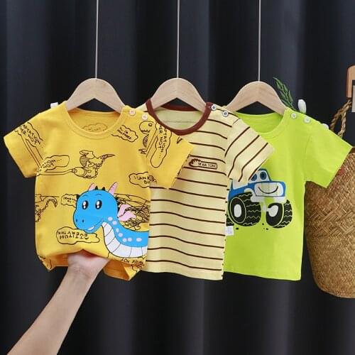 Cute Summer Children Short Sleeve T-Shirts Cartoon Print Baby Boy Toddler Girl Kid Blouse Clothes Casual Tee Top