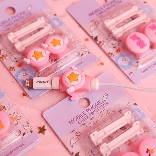 Cartoon Anime Card Captor SAKURA Peripheral Data Line Anti-break Protection Cover Lovely Star Wings Charging Cord Protector Gift