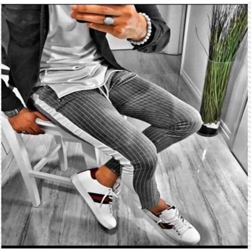 2021 new summer mens plaid casual pants pocket zipper fashion sports pants mens leisure sports essential