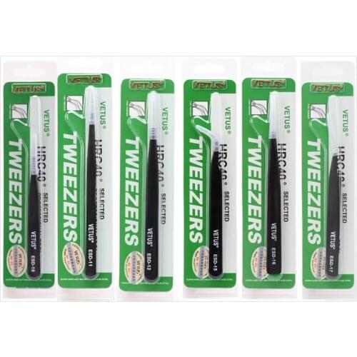 Individual Eyelash Extension Tweezers Stainless Eyelashes Lashes Black ESD Tweezer Vetus Makeup Tools