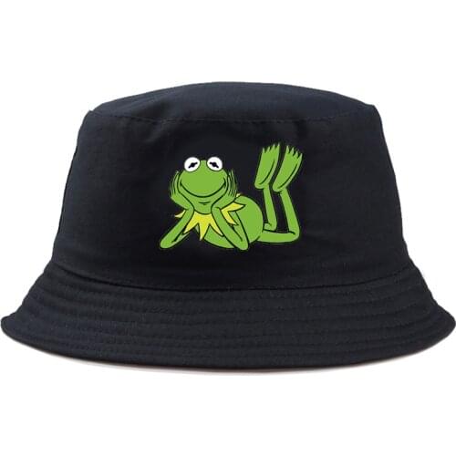 Disney The Muppets Kermit the Frog Bucket Hat Kids Unisex Casual Graphic Fishing Hat Reversible Gorros Funny Outdoor Panama