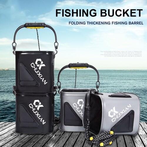 Outdoor portable EVA thickened fishing bucket folding live fish storage tank wear-resistant fishing with anti-off handle rope