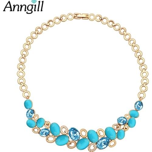 Luxury Crystal From Swarovski Statement Necklace Gold Color Chain Collares Mujer 2018 Ladies Opal Necklaces Pendants Jewelry