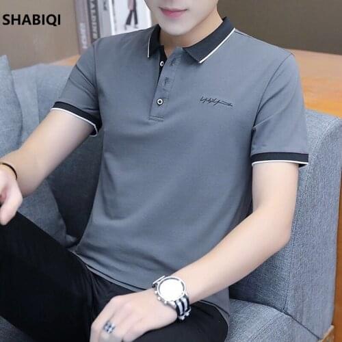 SHABIQ 2020 Brand Fashion Classic Men Polo Shirt Summer Short Sleeve Polos Shirt Mens Solid Shirt Cotton Shirt Baseball clothes