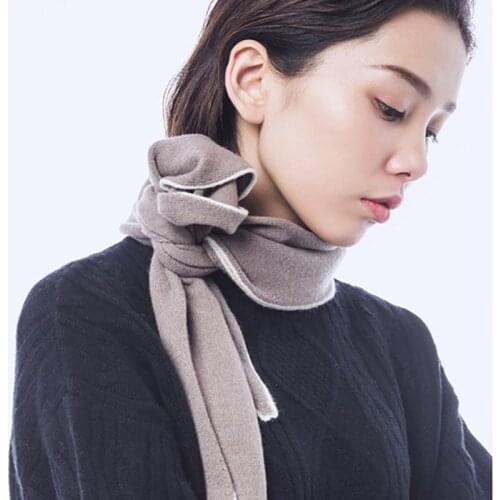 100% goat cashmere knit women fashion ring scarf rabbit ear style patchwork color sides 140x45cm