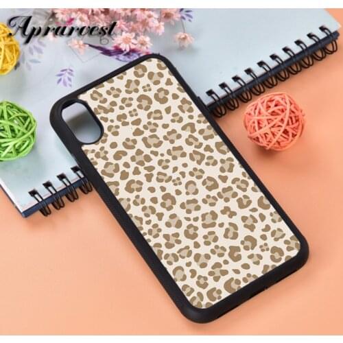 Aprarvest Cute Latte Beige Leopard Pattern Silicone Rubber Phone Case Cover For iPhone 6 6S 7 8 PLUS X XS XR 11 12 MINI PRO MAX