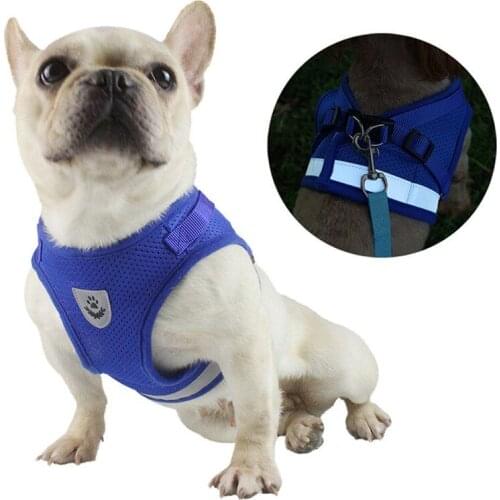 Dog Harness with Leash Summer Pet Adjustable Reflective Vest Walking Lead for Puppy Polyester Mesh Harness for Small Medium Dog