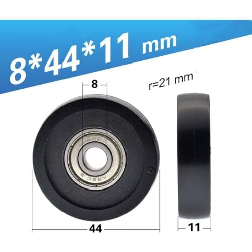 [TPU 0844-11] 10PCS Low noise 608zz 608 coated with TPU rubber Vending machine guide sliding guide bearing wheel roller 8*44*11