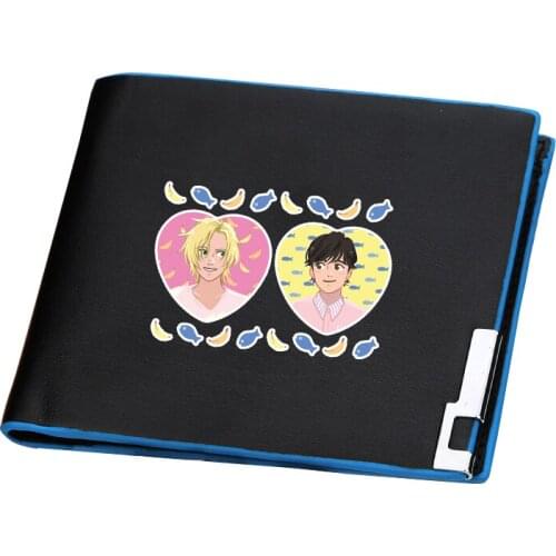 BANANA FISH Ash Lynx Cartoon Short Wallets Brand Pu Leather Short Women Purses Anime ID Card Holder Slim Money Bag Boys Carteira