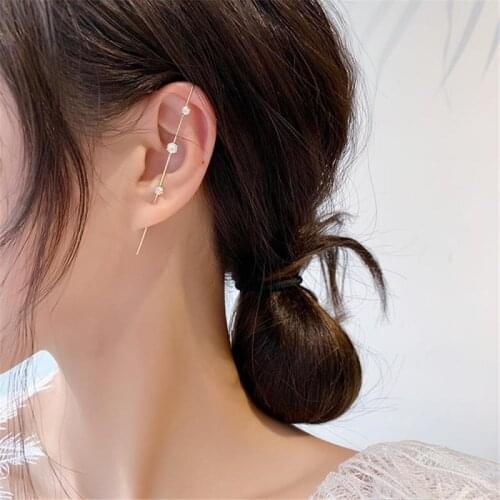 1 Pcs Ear Wrap Crawler Hook Earrings Crystal Stud Sash Ear Needles For Woman Earrings Ear Accessories Clothing Accessories