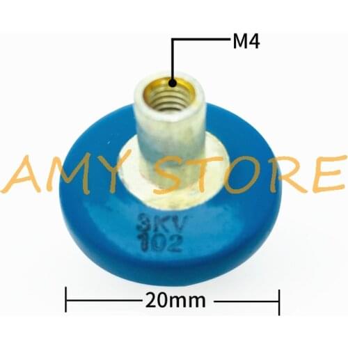 1Pc 102 20mm High Voltage Ceramic Doorknob Capacitor Blue 3KV 1nf 1000pf 4mm Thread