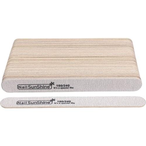 100pcs/lot Light Grey Wooden Nail Files 180/240 Strong Stick Nail Polishing Buffer Double Sided Sanding Manicure Nail Files Set