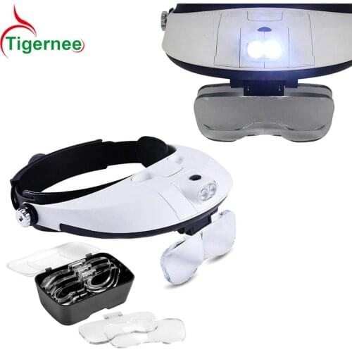 1X 1.5X 2X 2.5X 3.5X Magnifying Glass Loupe Len Magnifier With Led Light Removable LED Glasses Magnifier Head-wear Magnifier
