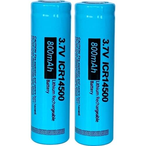2PCS PKCELL ICR14500 AA battery 800MAH 3.7V lithium cell li-ion aa rechargeable batteries 14500 flat top for flashlight tools