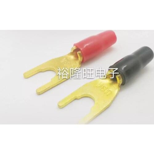 Smonisia 200pcs/lot Speaker Terminal Signal Power Connector U-type Y-type Plug Gold Fork Jack