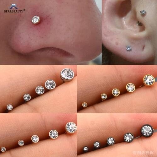 5pcs 1.2x6/8mm Clear Gem Labret Lip Ring Helix Piercing Oreja Tragus Conch Ear Piercing Nose Ring Stud Pircing Earring Jewelry