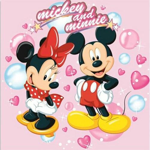Disney DIY Diamond Painting Cross Stitch Kits Mickey and Minnie Full Square Diamond Embroidery Mosaic Home Decor Gift