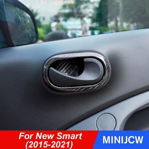 Car Carbon Fiber Door Handle Frame Cover Knob Stickers Interior Trim Decoration For New Smart fortwo forfour 453 Accessories
