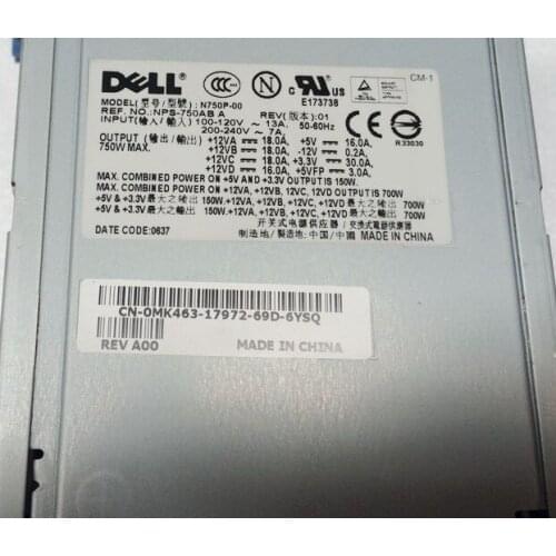 For DELL Precision 490 Power Supply 690 Power Supply SC1430 H N750P-00 U9692 MK463
