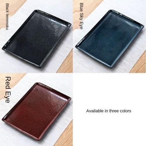 Handmade Temmoku Glaze Tea Tray Ceramic Kung Fu Tea Set Bamboo Tea Tray Creative Pot Tray Tea Table Tea Tray Ceramic Tea Tray