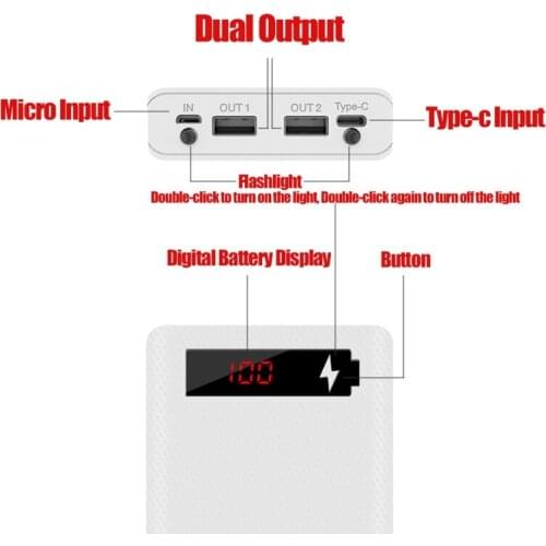 L10 LCD Display DIY 10x18650 Battery Case Power Bank Shell Portable External Box Without Battery Powerbank Protector
