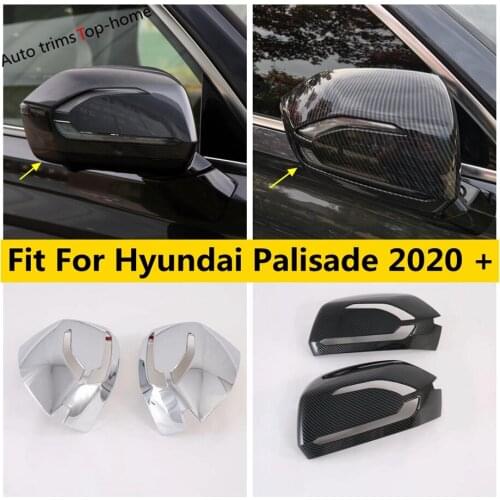 Side Rearview Mirror Decoration Cover Cap Trim ABS Chrome / Carbon Fiber Look Accessories Fit For Hyundai Palisade 2020 2021