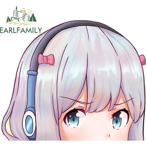 EARLFAMILY 13cm x 10.8cm For Sagiri Peeker Car Stickers Waterproof Fine Decal Waterproof Vinyl Material Custom Printing