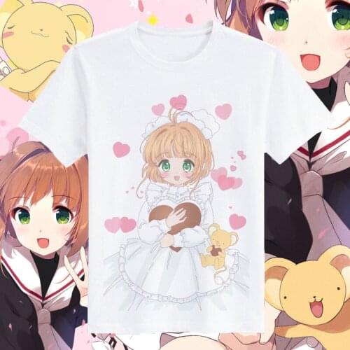 Cardcaptor Sakura Cosplay T Shirt Japanese Anime Kinomoto Sakura Summer T-Shirt Cartoon Top Tee Halloween Cosplay Costume