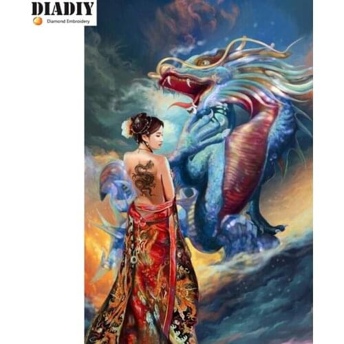 Full Square&round drill 5D DIY Diamond embroidery Dragon beauty Diamond Painting Cross Stitch Rhinestone Mosaic decor gift