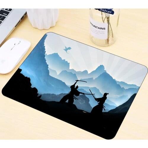 Japanese Samurai Small Mouse Pad Gaming Accessories Black and White Mat Laptop PC Gamer Carpet Keyboard Desktop Gaming Mousepad