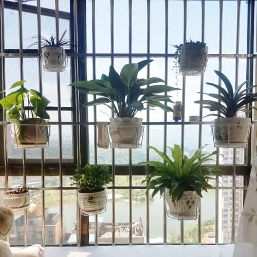Round Flower Pot Rack Railing Balcony Hanging Plant Racks Balcony Fence Outdoor Window Iron Bonsai Stand Decoration