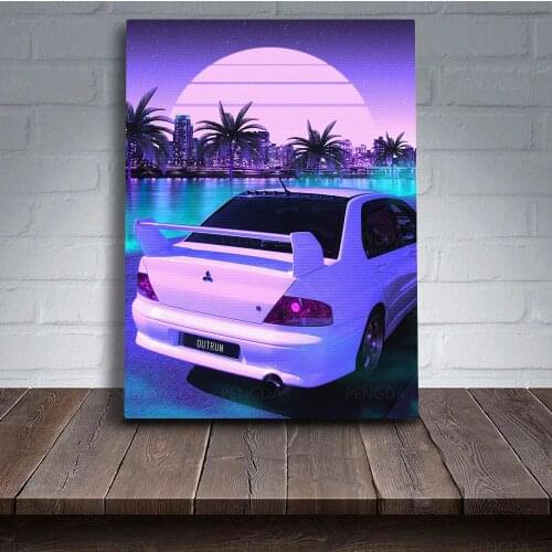 Modular Pictures Retrowave Canvas Painting Tropical Tree Wall Art Neon Posters Print Luxury Car Modern Home Decor Frame Bedroom