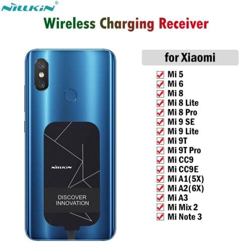 Nillkin Qi Wireless Charging Receiver for Xiaomi Mi 5 6 8 9 SE 9T Pro A1 A2 A3 CC9e Mi Note 3 Mix2 Type-C Adapter USBC Connector