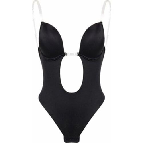 New Sale Waist Trainer Body Shaper Tummy Shapewear Bodysuit Sexy Deep V Neck Dress Women Backless Body Shaper Push Up Plunge Bra