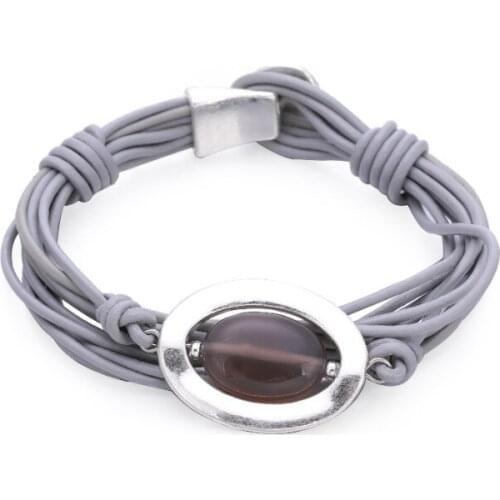 ORNAPEADIA New Bracelet Simple Inlaid Crystal Stone Jewelry Multi-layer Leather Fine Bracelet Retro Fashion Female Accessories