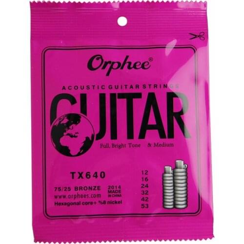 Orphee TX640 Medium (012-053) Acoustic Guitar Strings Set 75/25 BRONZE Folk Guitar Strings / Guitar Accessories 6pcs/set