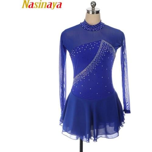 Nasinaya Figure Skating Dress Customized Competition Ice Skating Skirt for Girl Women Kids Gymnastics Polyamide Long Sleeve