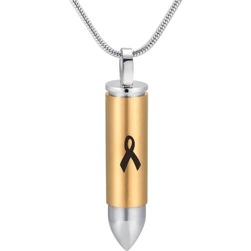 IJD9879 Red Ribbon Bullet Urn Pendant Necklace for Ashes AIDS Keepsake Stainless Steel Crenmation Jewelry Ash Urn Jewelry Funera