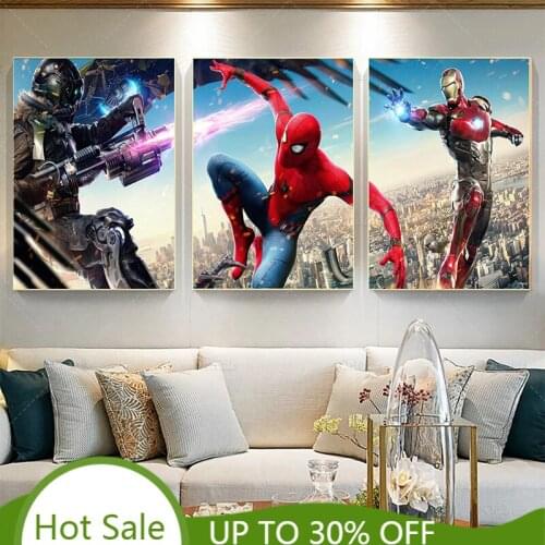 Marvel Avengers Superhero Anime Posters Spiderman Iron Man Canvas Painting Prints Wall Art Picture Boy Gift Bedroom Home Decor
