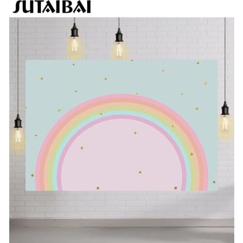 Rainbow Birthday Backdrop for Photography Children Newborn Portrait Background for Photo Studio Photocall Baby Shower Party