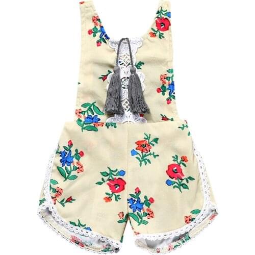 RP-183 New Design Baby Clothes Newborn Baby Slippers Summer Girl Boy Clothes Costume Overalls Floral Tassel Clothes for Newborns