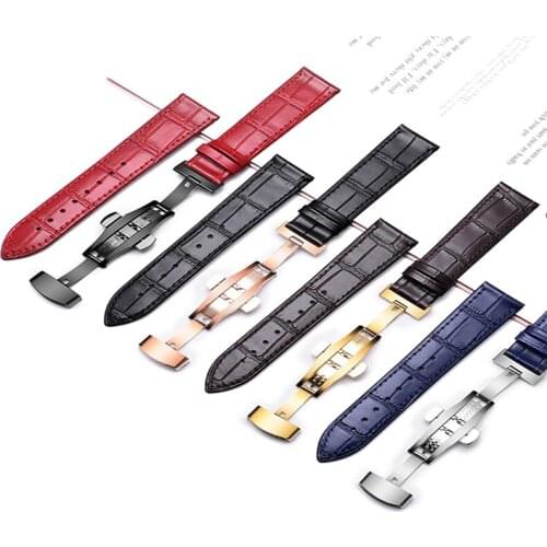 Ultrathin Soft Genuine Leather Watch Strap 14mm 16mm 17mm 18mm 19mm 20mm 21mm 22mm 23mm 24mm Black Red Bracelet