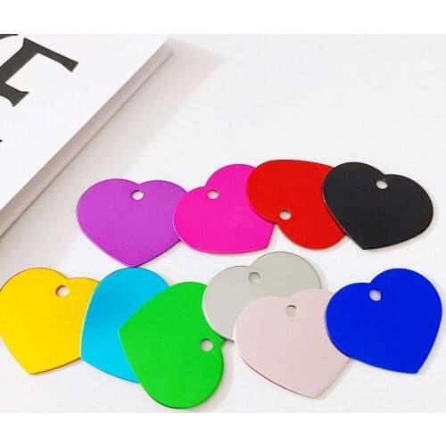 In Stocks-Aluminum Heart Cat Pet Dog Collar Tag Plates Personalized Anodized Metal Pendant Charms Free Shipping