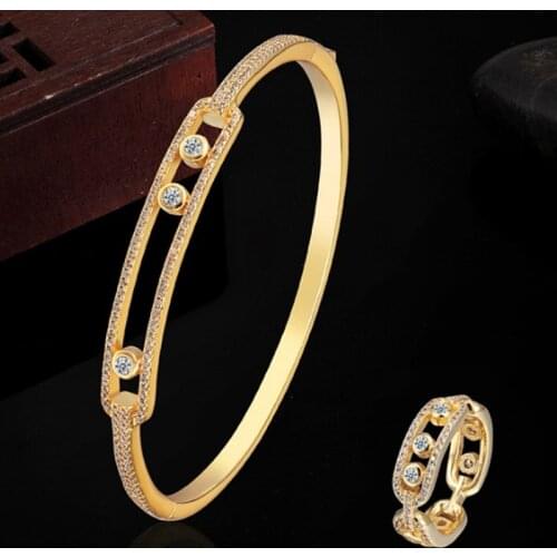 Vanifin Copper Massiky Brand Bangles Micro Pave Setting Bracelet With Ring Jewelry Set Party Zircon Anel Aneis Jewelry Puseira M